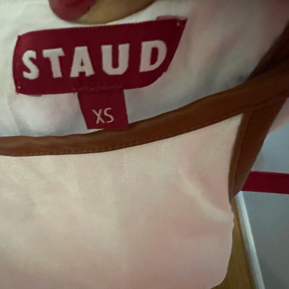 Staud Matheo Linen Leather Trim Romper in White Whiskey NWT - Picture 12 of 14